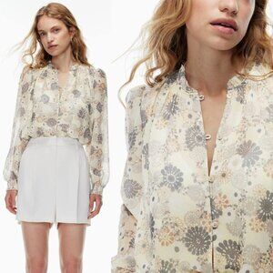 Aritzia Wilfred Santiago Long Sleeve Blouse In Whipper Butter / Ardoise Size 2XL
